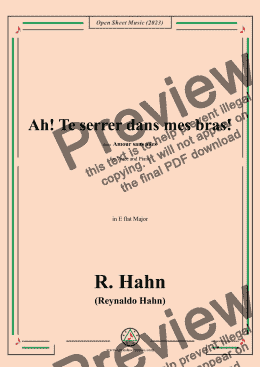 page one of R. Hahn-Ah!Te serrer dans mes bras!,in E flat Major