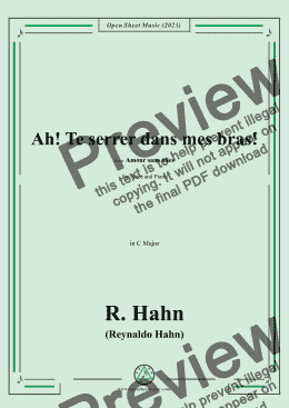 page one of R. Hahn-Ah!Te serrer dans mes bras!,in C Major