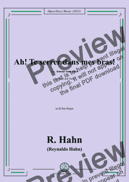 page one of R. Hahn-Ah!Te serrer dans mes bras!,in B flat Major