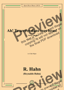 page one of R. Hahn-Ah!Te serrer dans mes bras!,in A flat Major