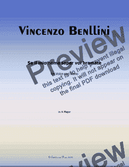 page one of V. Bellini-Se Il Mio Nome Saper voi bramate.... in A Major