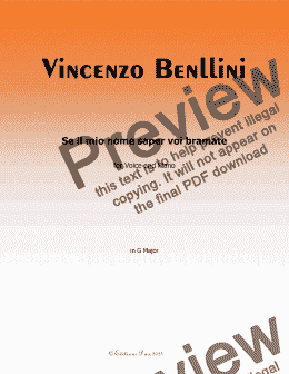 page one of V. Bellini-Se Il Mio Nome Saper voi bramate.... in G Major
