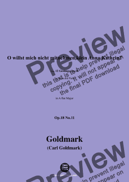 page one of C. Goldmark-O willst mich nicht mitnehmen,klein Anna Kathrin?,Op.18 No.11,in A flat Major