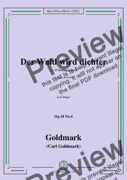 page one of C. Goldmark-Der Wald wird dichter,Op.18 No.4,in G Major