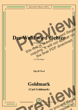 page one of C. Goldmark-Der Wald wird dichter,Op.18 No.4,in E flat Major