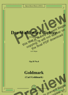 page one of C. Goldmark-Der Wald wird dichter,Op.18 No.4,in E Major