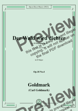 page one of C. Goldmark-Der Wald wird dichter,Op.18 No.4,in D Major