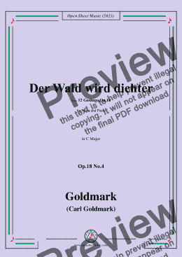 page one of C. Goldmark-Der Wald wird dichter,Op.18 No.4,in C Major