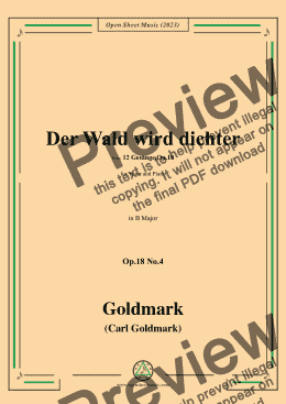 page one of C. Goldmark-Der Wald wird dichter,Op.18 No.4,in B Major