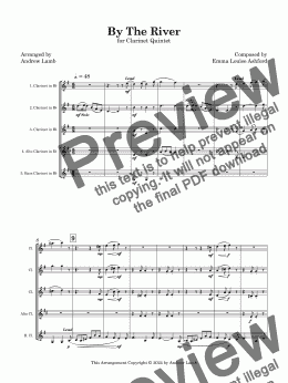 page one of Emma Louise Ashford | By the River | for 5-part Clarinet Ensemble