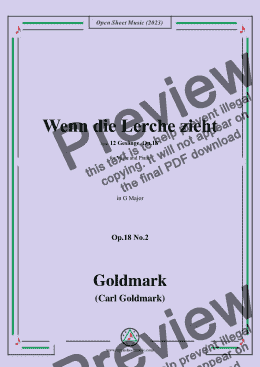 page one of C. Goldmark-Wenn die Lerche zieht(Ade,ade,der Sommer zieht),Op.18 No.2,in G Major