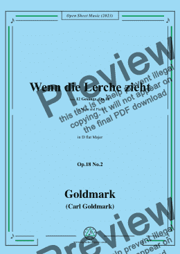 page one of C. Goldmark-Wenn die Lerche zieht(Ade,ade,der Sommer zieht),Op.18 No.2,in D flat Major