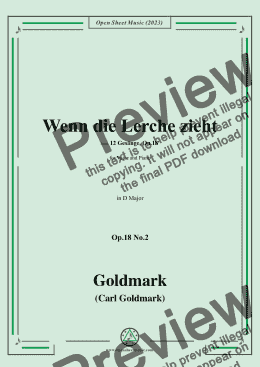 page one of C. Goldmark-Wenn die Lerche zieht(Ade,ade,der Sommer zieht),Op.18 No.2,in D Major