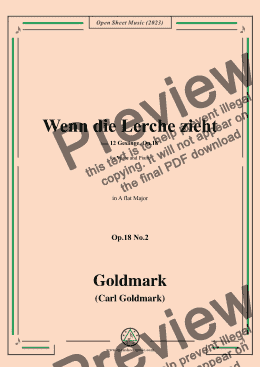 page one of C. Goldmark-Wenn die Lerche zieht(Ade,ade,der Sommer zieht),Op.18 No.2,in A flat Major