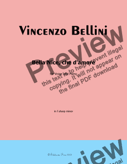 page one of V. Bellini-Bella Nice,che d'amore, in f sharp minor