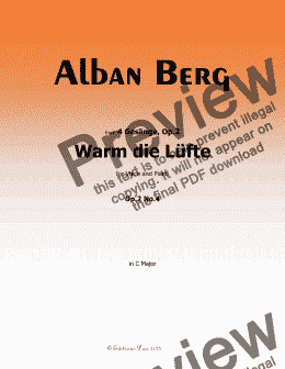 page one of Alban Berg-Warm die Lüfte(1910),in C Major