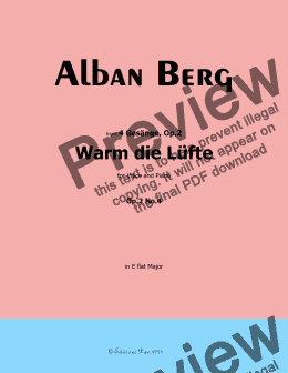 page one of Alban Berg-Warm die Lüfte(1910),in E flat Major