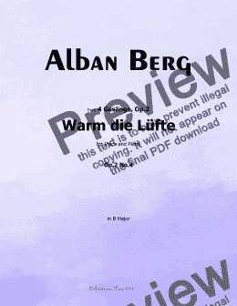 page one of Alban Berg-Warm die Lüfte(1910),in B Major