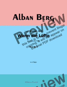 page one of Alban Berg-Warm die Lüfte(1910),in A Major