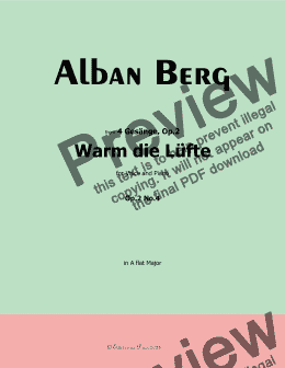 page one of Alban Berg-Warm die Lüfte(1910),in A flat Major