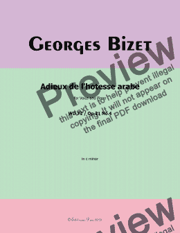 page one of Bizet-Adieux de l'hôtesse arabe, in c minor