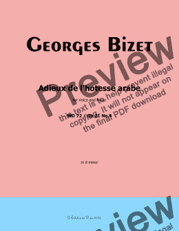 page one of Bizet-Adieux de l'hôtesse arabe, in d minor