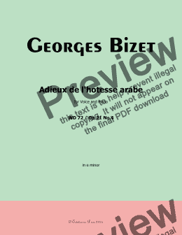 page one of Bizet-Adieux de l'hôtesse arabe, in e minor