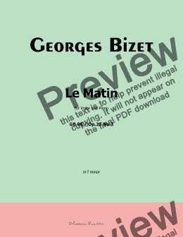 page one of Bizet-Le Matin, in f minor