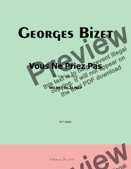 page one of Bizet-Vous Ne Priez Pas, in f minor