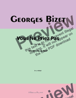 page one of Bizet-Vous Ne Priez Pas, in c minor