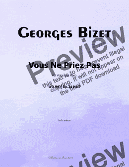 page one of Bizet-Vous Ne Priez Pas, in b minor