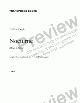 page one of Chopin Nocturne (sax, 8) (transp. score)  - Score