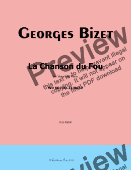 page one of Bizet-La Chanson du Fou, in a minor