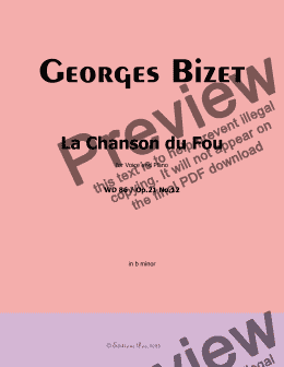 page one of Bizet-La Chanson du Fou, in b minor