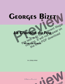 page one of Bizet-La Chanson du Fou, in c sharp minor