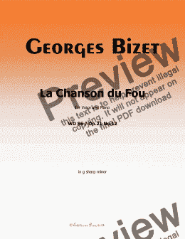 page one of Bizet-La Chanson du Fou, in g sharp minor