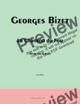 page one of Bizet-La Chanson du Fou, in g minor