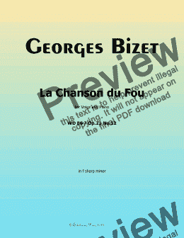 page one of Bizet-La Chanson du Fou, in f sharp minor