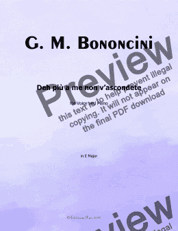 page one of G. M. Bononcini-Deh più a me non v'ascondete,in E Major