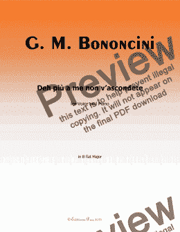 page one of G. M. Bononcini-Deh più a me non v'ascondete,in B flat Major