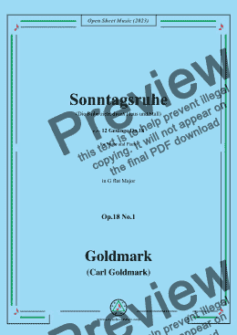 page one of C. Goldmark-Sonntagsruhe(Die Ruhe zieht durch Haus und Stall),Op.18 No.1,in G flat Major