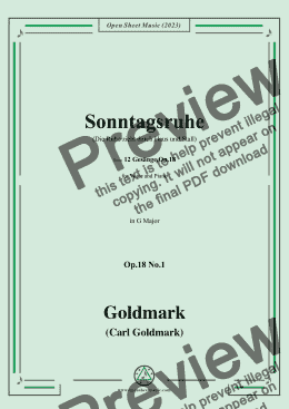 page one of C. Goldmark-Sonntagsruhe(Die Ruhe zieht durch Haus und Stall),Op.18 No.1,in G Major