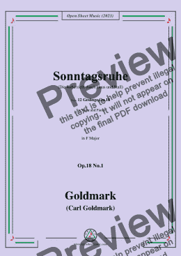 page one of C. Goldmark-Sonntagsruhe(Die Ruhe zieht durch Haus und Stall),Op.18 No.1,in F Major