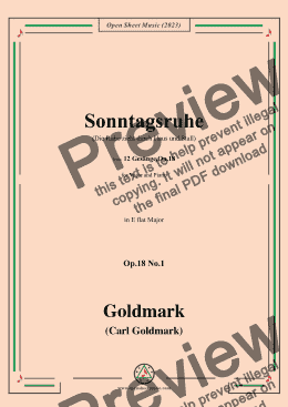 page one of C. Goldmark-Sonntagsruhe(Die Ruhe zieht durch Haus und Stall),Op.18 No.1,in E flat Major