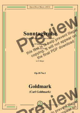 page one of C. Goldmark-Sonntagsruhe(Die Ruhe zieht durch Haus und Stall),Op.18 No.1,in E Major