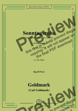 page one of C. Goldmark-Sonntagsruhe(Die Ruhe zieht durch Haus und Stall),Op.18 No.1,in A flat Major