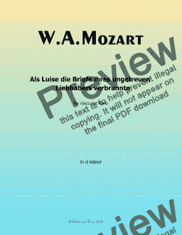 page one of W. A. Mozart-Als Luise die Briefe ihres ungetreuen Liebhabers verbrannte, in d minor