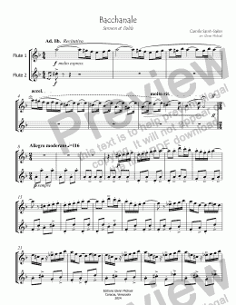 page one of Bacchanale for Two Flutes