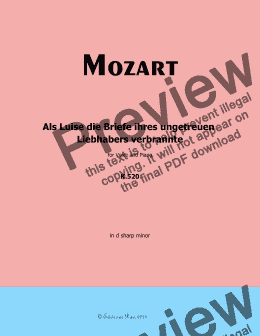 page one of W. A. Mozart-Als Luise die Briefe ihres ungetreuen Liebhabers verbrannte, in d sharp minor