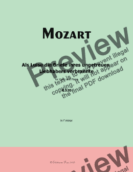 page one of W. A. Mozart-Als Luise die Briefe ihres ungetreuen Liebhabers verbrannte, in f minor